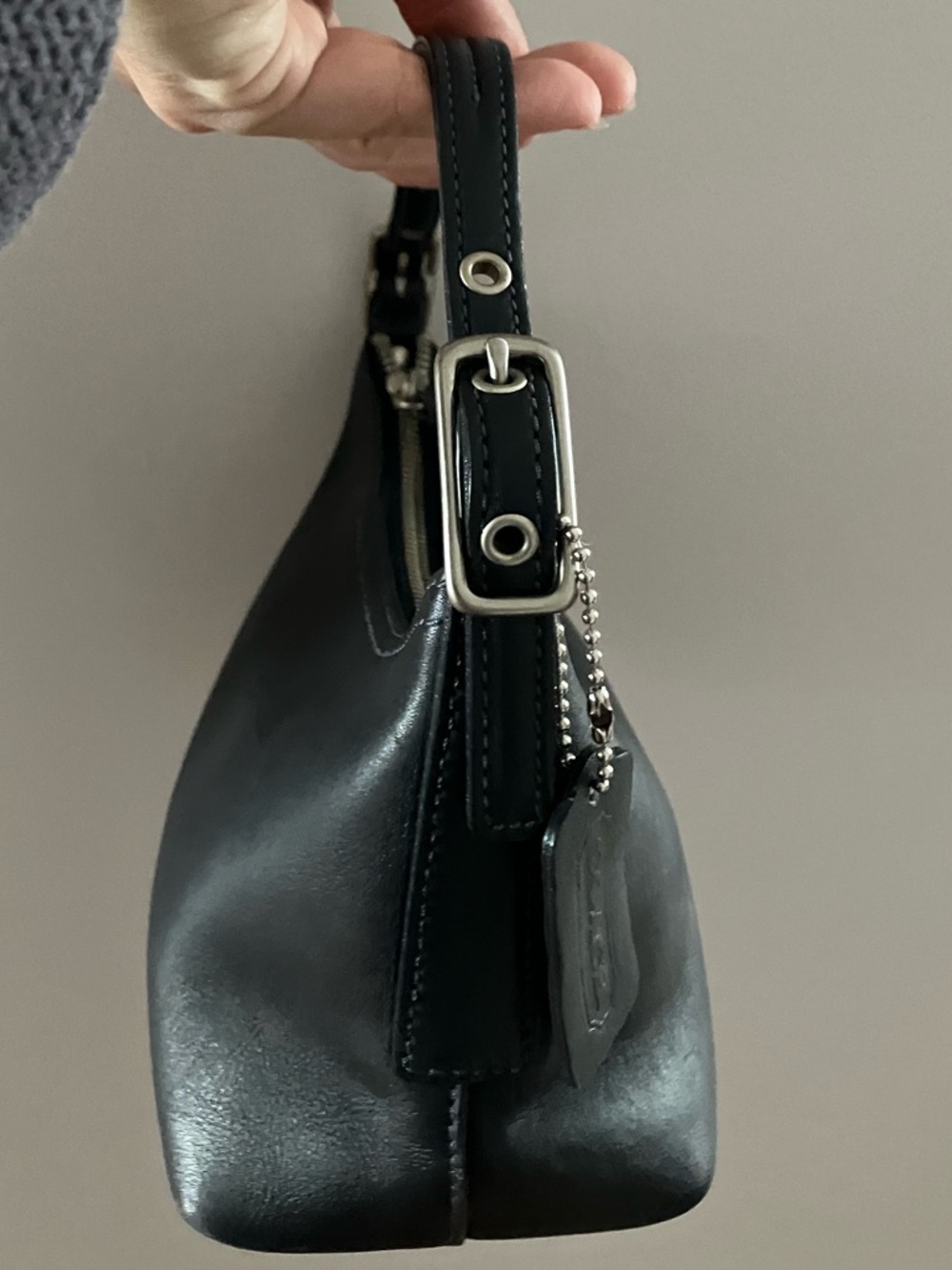 Vintage Coach Black Leather Mini Wristlet Pouch - Picture 10 of 16